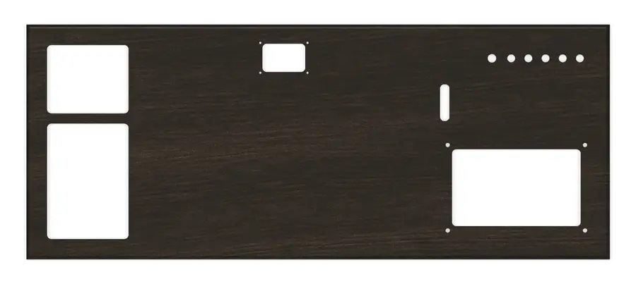 Top view of the wooden top panel showing its cutouts